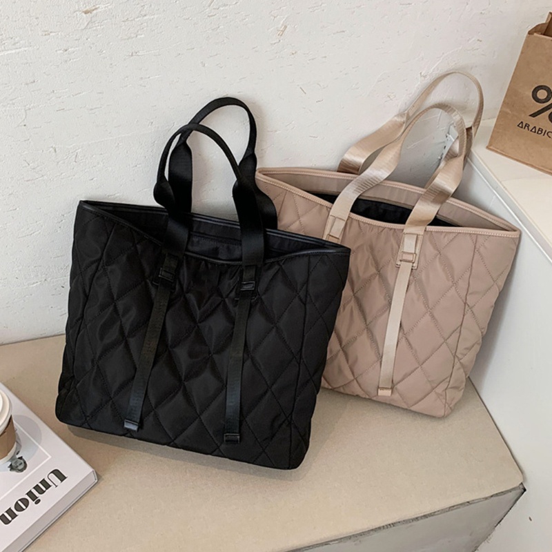Túi Xách Nylon Sức Chứa Lớn Màu Trơn Họa Tiết Vintage Dành Cho Nữ