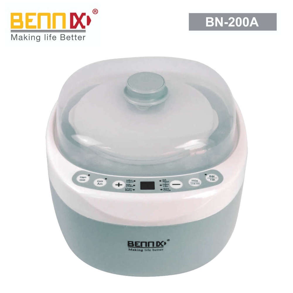 Nồi hầm cách thủy đa nằng Bennix BN-200A dung tích 2 lít màu xanh, bảo hành 12 tháng