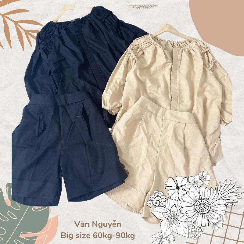 Set đùi big size chất linen từ 60kg-90kg