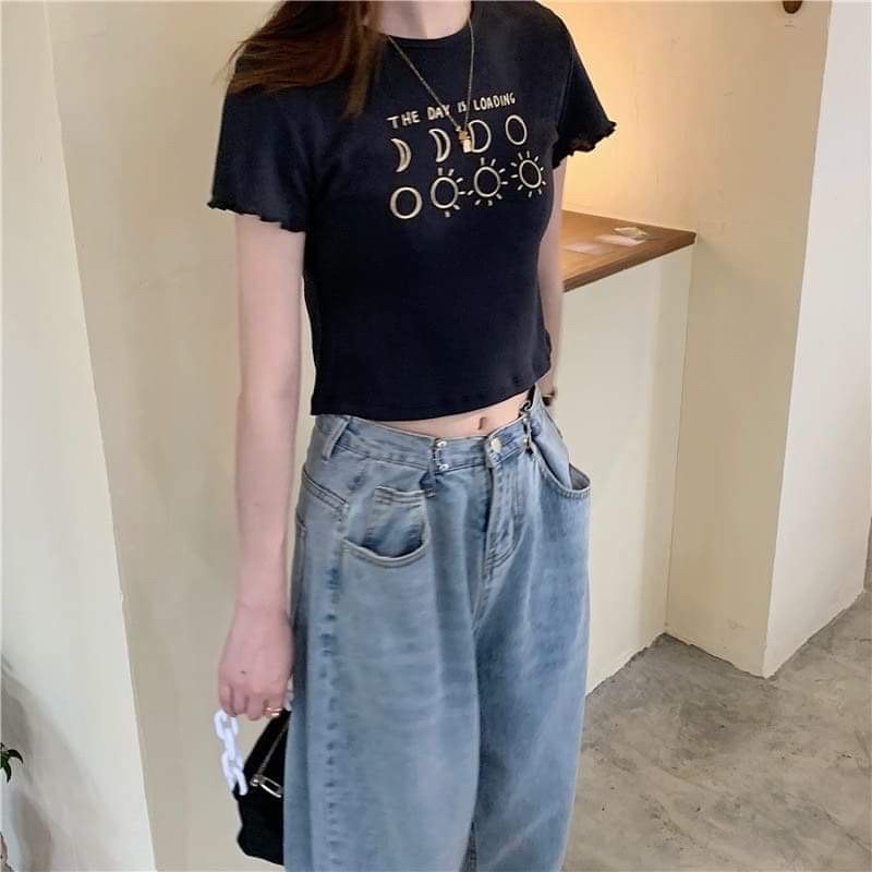 Áo croptop rua mặt trắng, mặt trời KA6