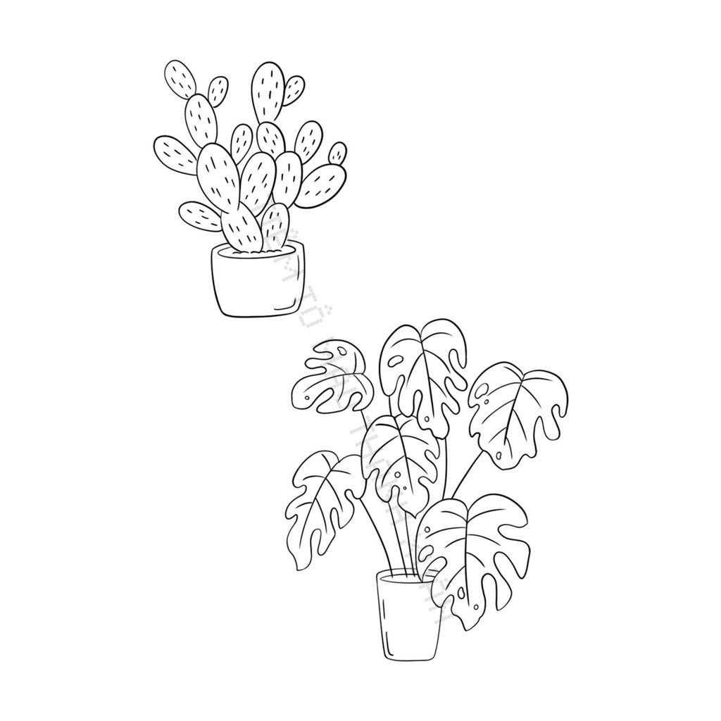 Set 10 Tờ Tranh Tô Màu Chậu Cây Tô Màu Sáp, Màu Chì - Tiệm Tô Màu Thanh Xuân