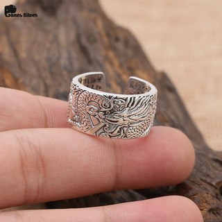 Nhẫn Bạc Thái Nam Rồng Khắc Kinh-Ganes Silver