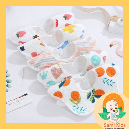 Yếm dãi xoay tròn 360 độ, yếm vải cotton mềm mịn, chống thấm tốt cho bé ăn dặm SAMI KIDS