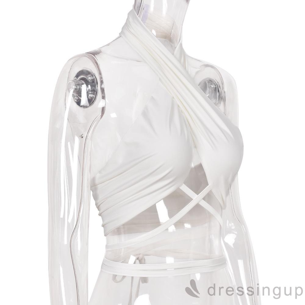 Áo Địu Cổ Dây Cột Màu Trơn Gợi Cảm Cho Nữ