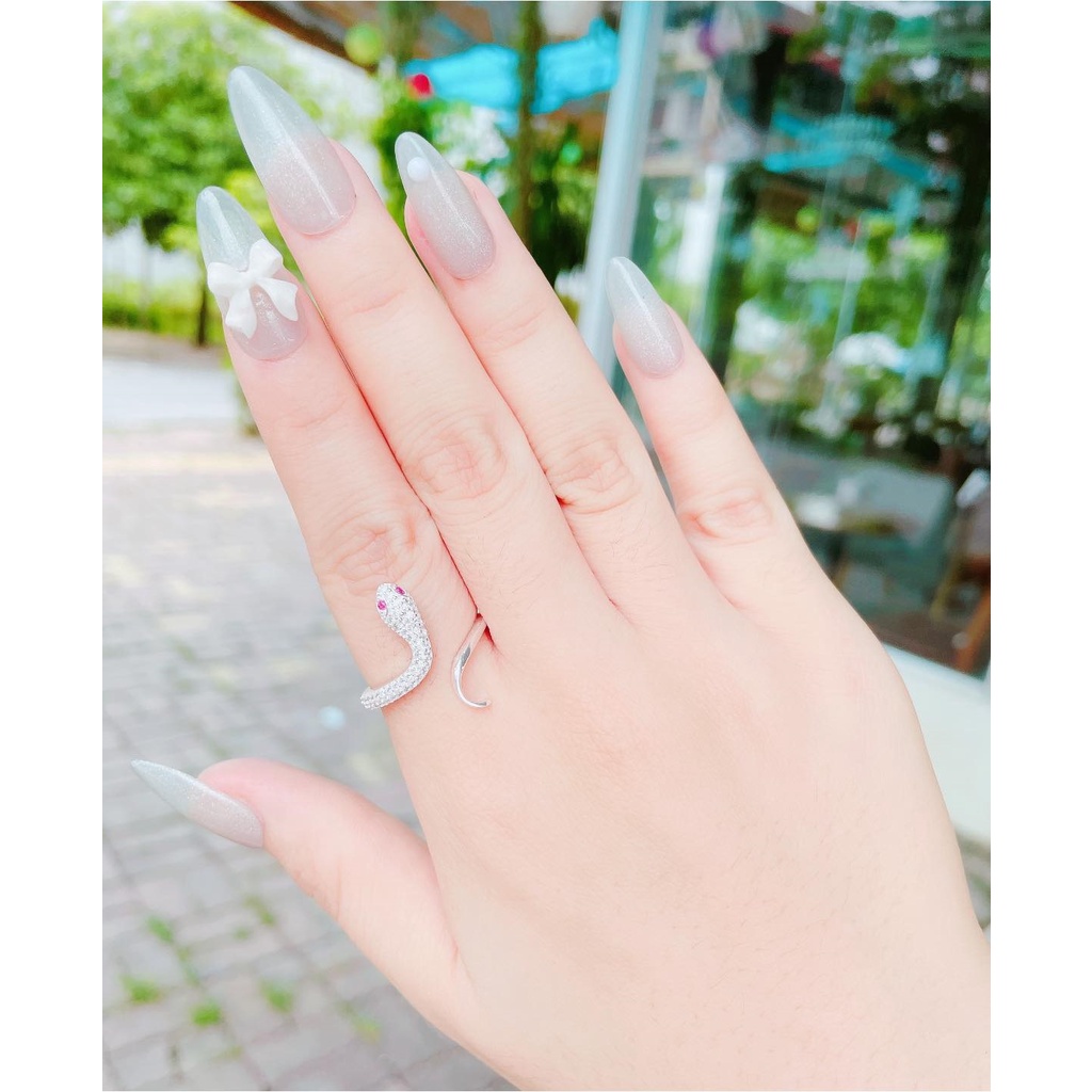 Nhẫn nữ - nhẫn rắn chuẩn bạc ta nhỏ xinh - Thanh  bạc