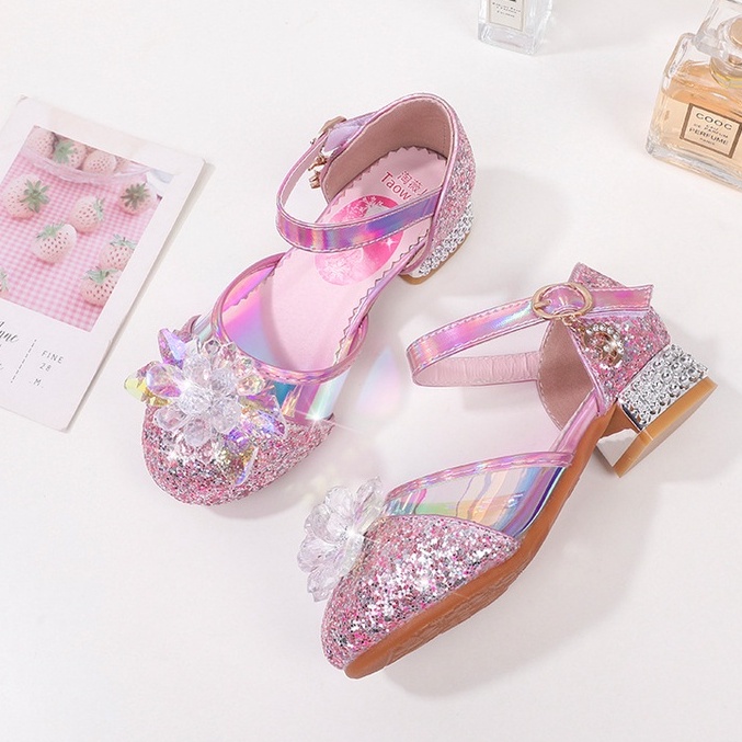 Giày công chúa Elsa đính đá cao gót cho bé gái 3-10 tuổi mẫu mới 2022