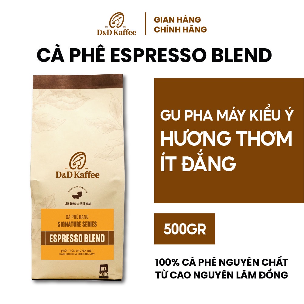 Cà phê Espresso Blend Gói 250gr/500gr, Cà phê nguyên chất 100% rang mộc D&D Kaffee