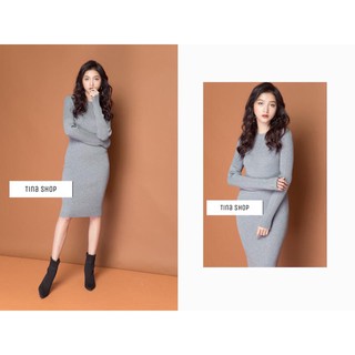 Đầm len midi dài tay