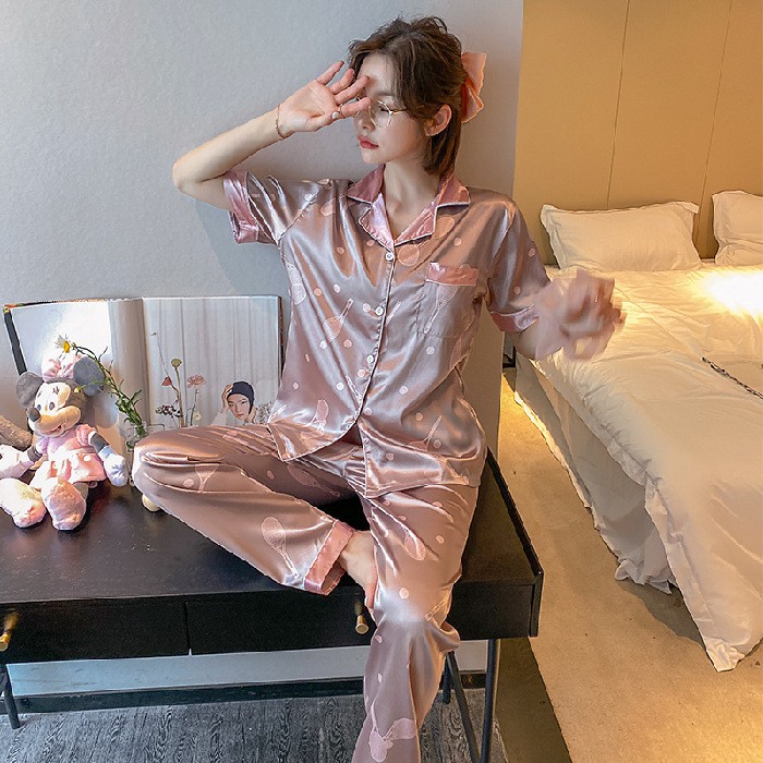 Pijama- Bộ Ngủ Lụa Áo Cộc Quần Dài Nhiều Mẫu Vải Đẹp CDLP03