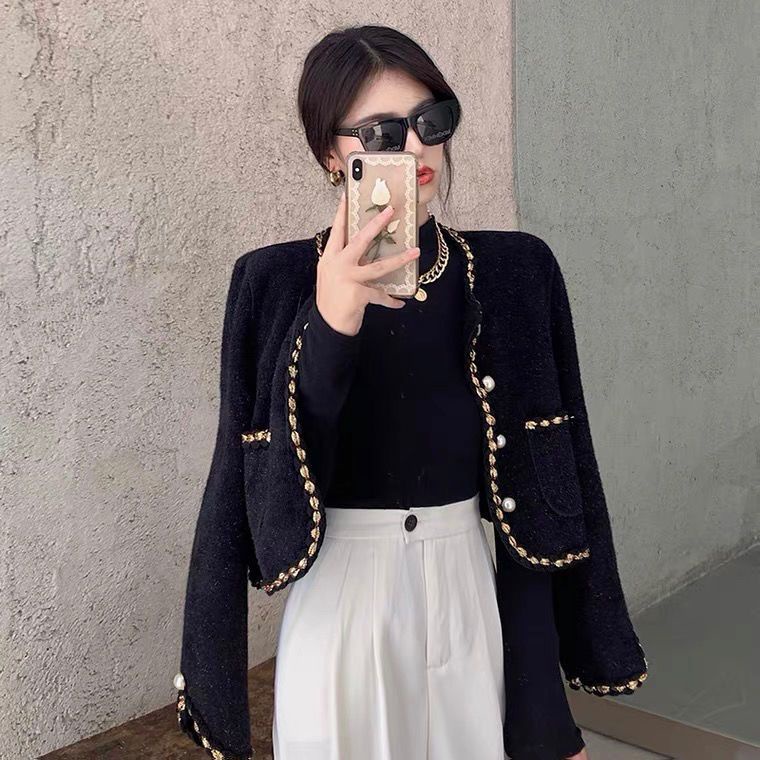 Áo khoác dáng ngắn phong cách retro trưởng thành thời trang thu đông đi làm dành cho nữ