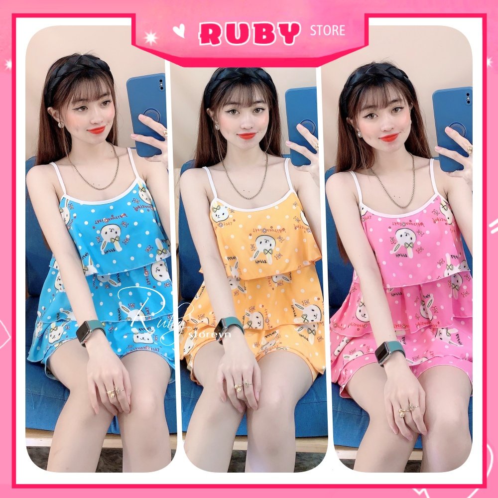 Đồ bộ nữ mặc nhà chất kate mềm mịn in hình hoạt hình dễ thương BKT243