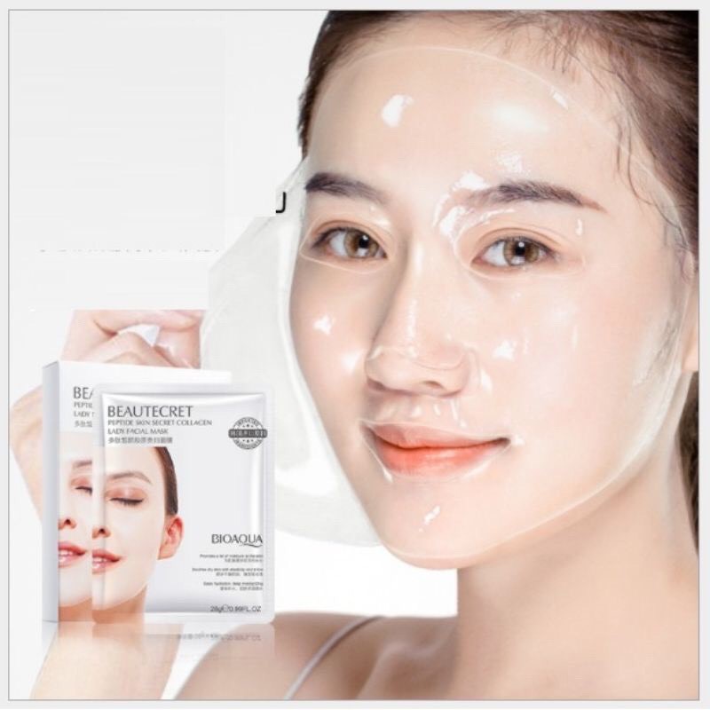 Mặt nạ thủy tinh trong suốt collagen Bioaqua Beautecret Peptide Skin Secret Collagen Lady Facial Mask  Bioaqua
