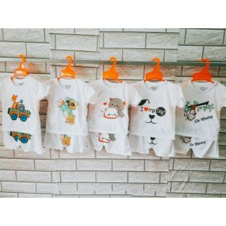 Bộ carter tay ngắn cài giữa cho bé trai bé gái in hình thú (được chọn mẫu)