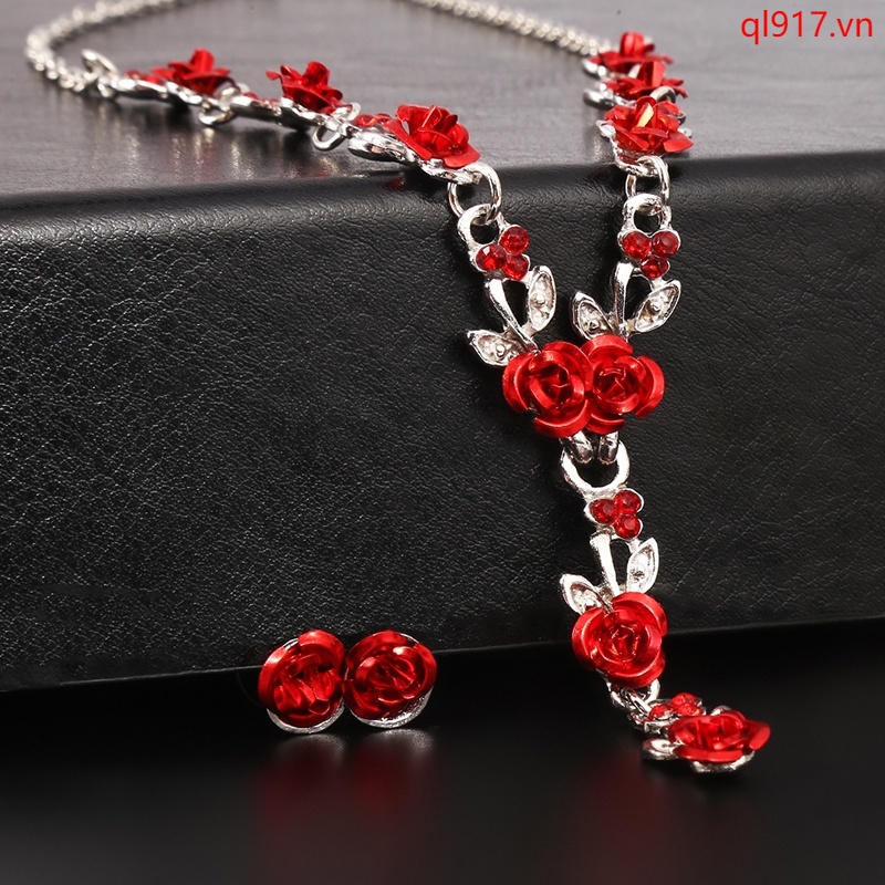 Vòng cổ hợp kim mặt hoa hồng thời trang cho nữ