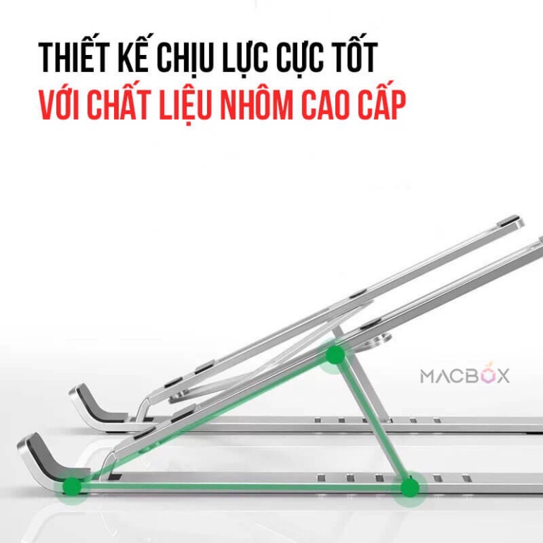 Giá đỡ laptop, macbook, ipad bằng NHÔM CAO CẤP - LOẠI 2 CHỐT, kệ đỡ máy tính tản nhiệt, gấp gọn, chịu lực siêu tốt