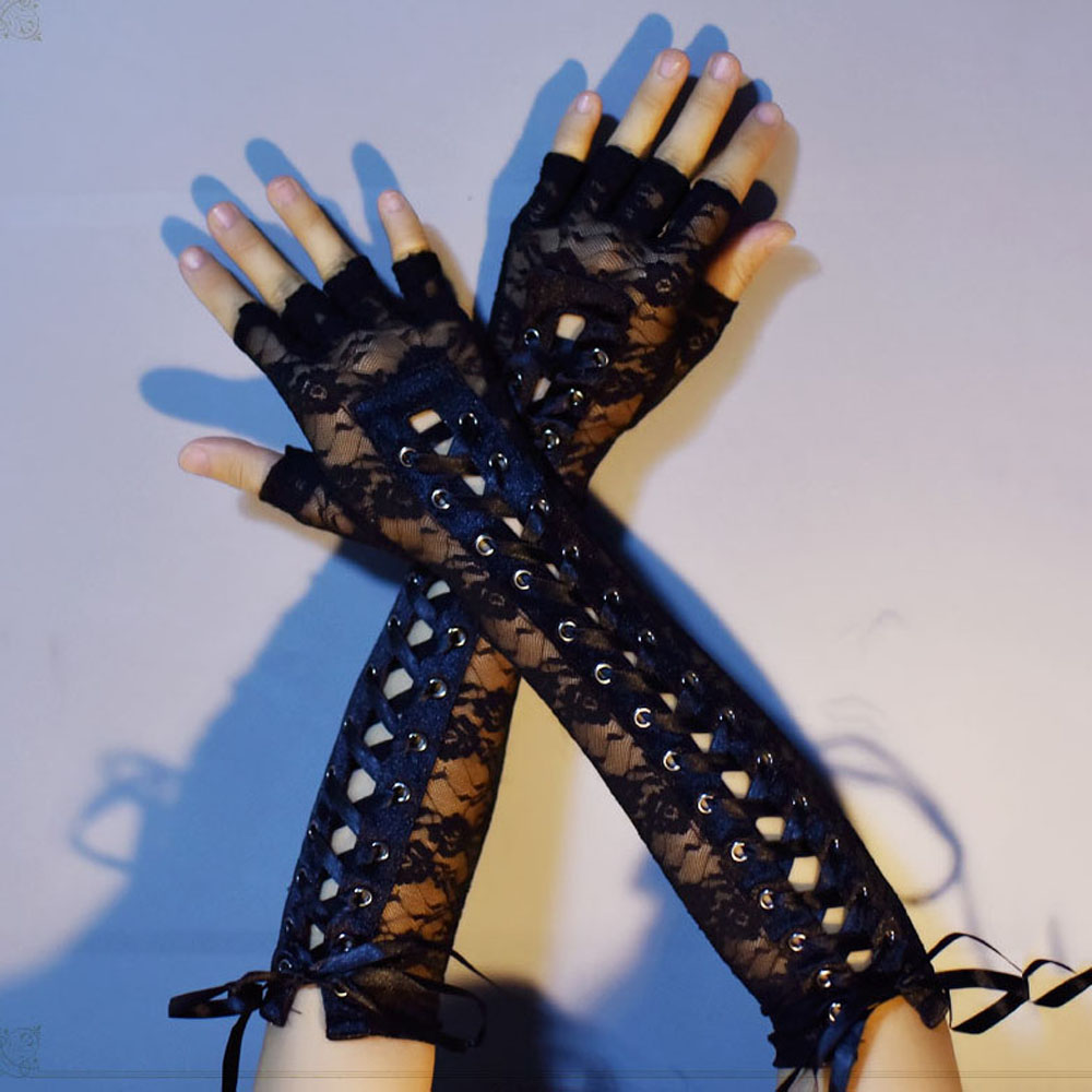 Găng Tay Ren Hở Ngón Thời Trang Cho Nữ