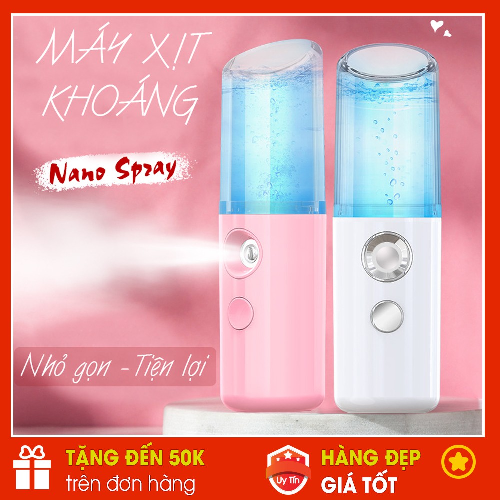 Máy Xịt Khoáng, Phun Sương Cấp Ẩm, Xông Mặt Nano Cầm Tay Mini Cấp Ẩm Trắng Da Tiện Lợi - Tặng Kèm Dây Sạc