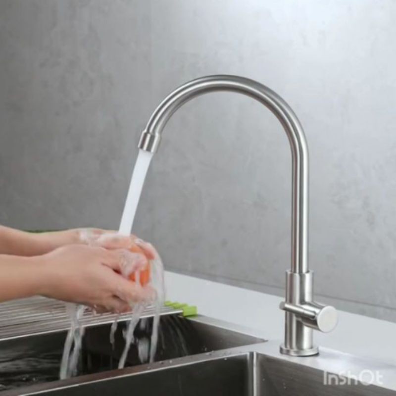 Vòi Rửa Chén Nóng Lạnh Inox SUS 304, Vòi Rửa Bát tròn, Vòi Bếp Inox SUS 304, Vòi chậu rửa chén