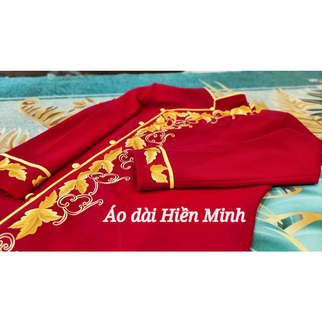 Áo dài nam cách tân cao cấp họa tiết thêu tay, thiết kế form tay vest nam tính