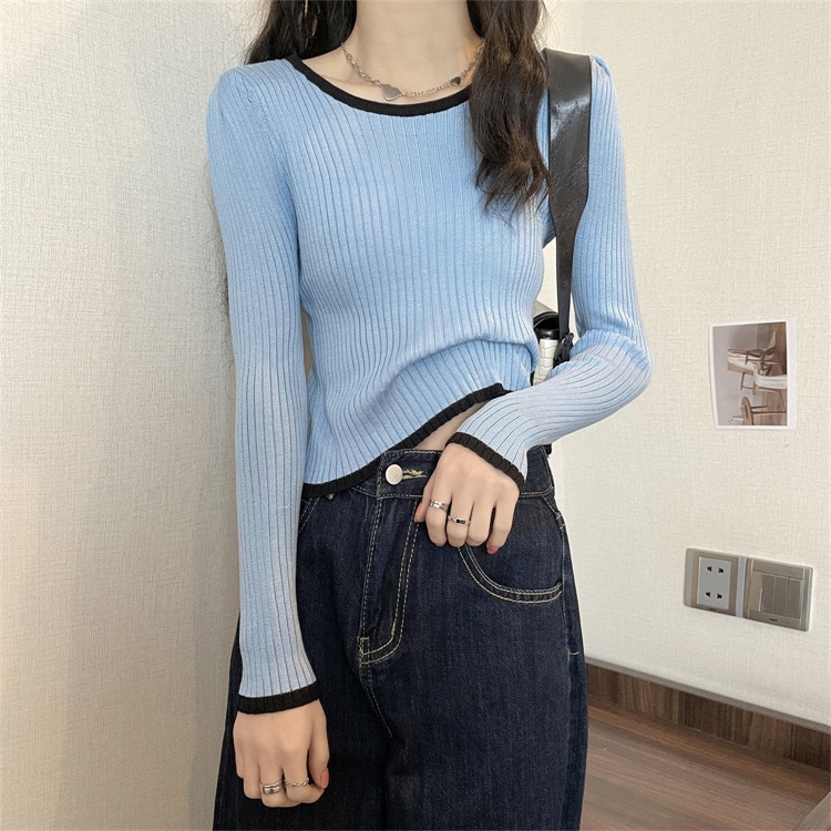 622331#Áo Dệt Kim Ngắn Lưng Cao Dáng Ôm Thời Trang Mùa Thu Hàng Mới 2022 Dành Cho Bạn Nữ