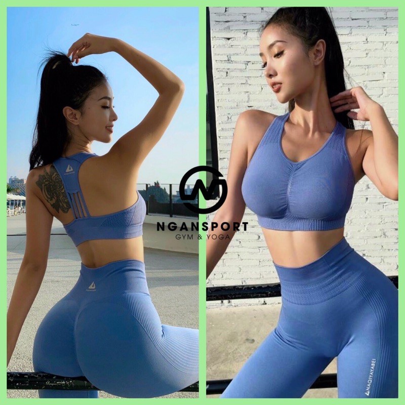 Bộ đồ tập gym nữ, set tập naqui 139 thun dệt kim, có chun mông, co giãn tốt