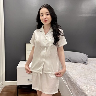 PIJAMA LỤA - chất Latin trơn màu trắng mỏng sexy