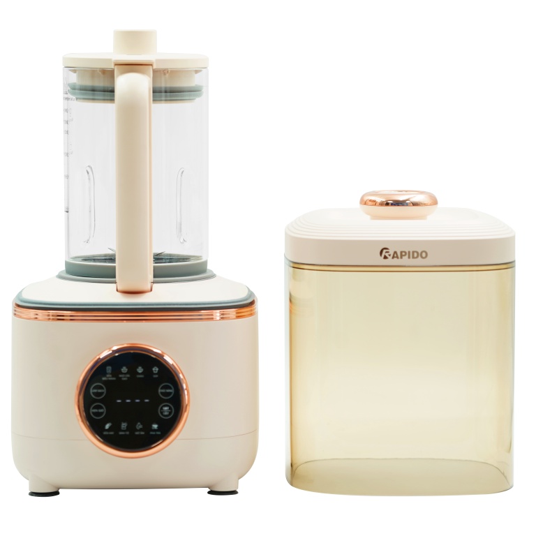 Máy làm sữa hạt rapido 600 RHB-600D, máy làm sữa hạt có lồng chống ồn, máy xay nấu đa năng chính hãng