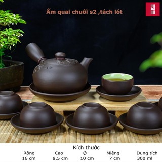 Bộ ấm chén tử sa quai ngang gốm sứ bát tràng tâm an
