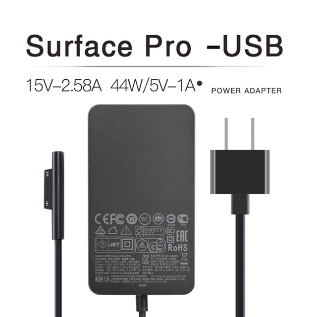44W Bộ sạc  Surface Pro Bộ đổi nguồn 15V 2.58A cho Microsoft Surface Pro 7 Pro 6 Pro 5 Pro 4 Pro 3 Go book 1 2