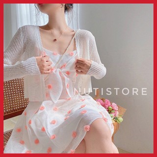[Order Taobao] Áo Khoác Len Dệt Kim Mỏng Dáng Croptop Siêu Xinh Phong Cách Hàn Quốc