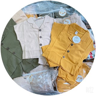 Bộ đũi cổ vest 1 màu cho bé