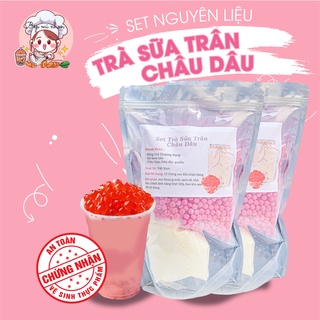 Trà Sữa Tự Pha Set Nguyên Liệu Trà Sữa Trân Châu Dâu (32 - 35ly) - NGUYÊN LIỆU BẾP MI NHON
