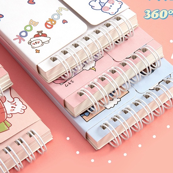 Sổ Ghi Nhớ Từ Mới , Sổ Gáy Xoắn Bìa Hình Dễ Thương, Sổ Học Từ Vựng Tiếng Anh
