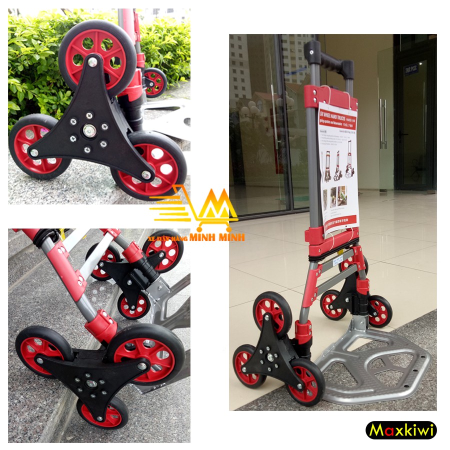 Xe Đẩy 3 Bánh, Xe Đẩy Gấp Gọn Maxkiwi- Phù Hợp Kéo Hầu Hết Các Bậc Thang