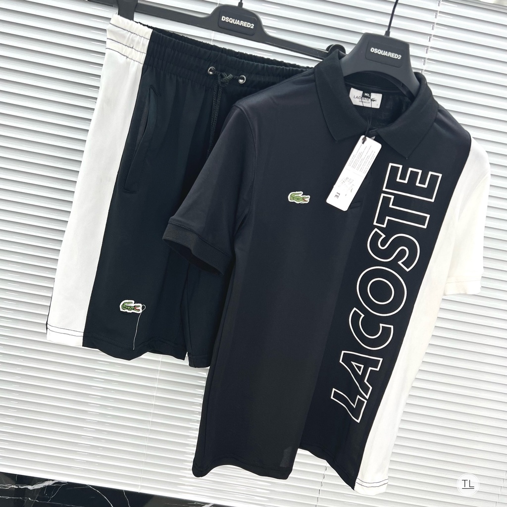 Bộ quần áo nam mùa hè thể thao cao cấp LACOSTE,bộ hè vải cá sấu cổ bẻ(ảnh thật)