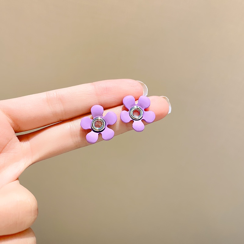 1 Đôi Bông Tai Hình Hoa Màu Xanh Dương / Tím Thiết Kế Hình Học Cao Cấp Thời Trang Mới Cho Nữ