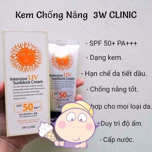 Kem chống nắng 3wClinic Intensive UV Sunblock Cream SPF50 Pa+++