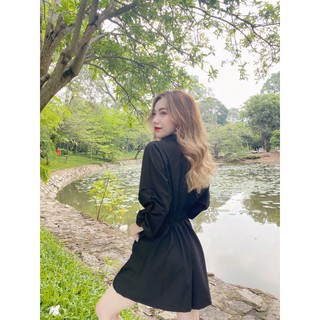 Jump Đen sơmi xếp ly eo