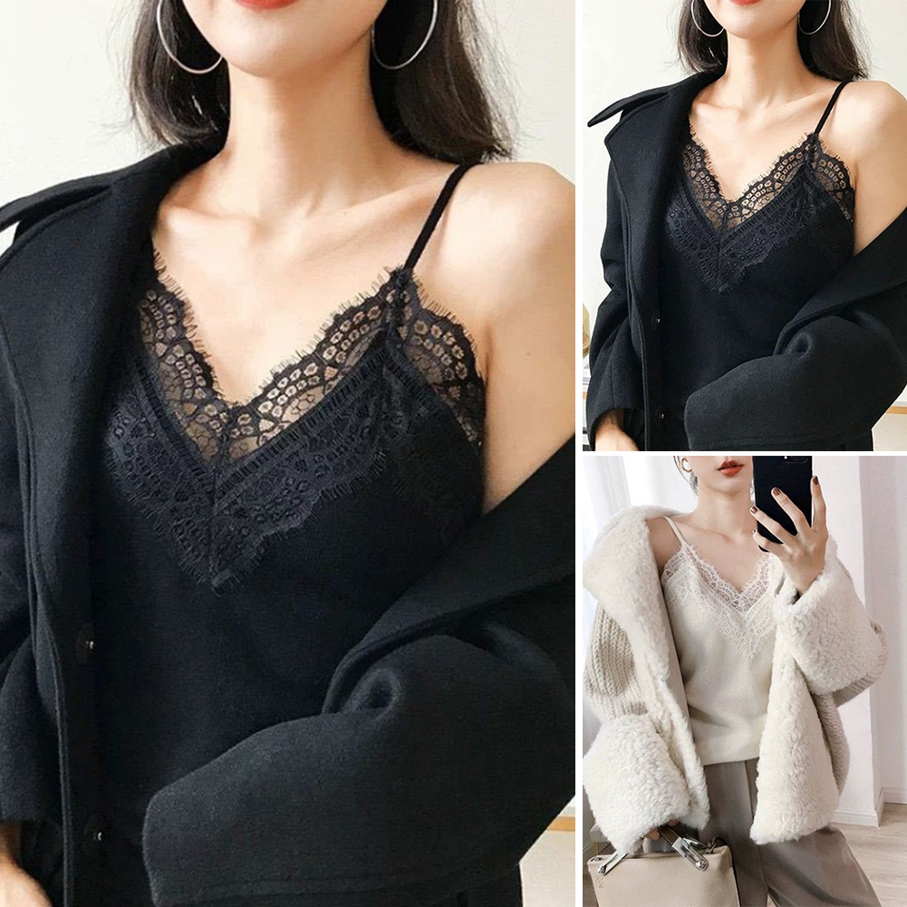 Áo Sát Nách Phối Ren Hoa Thiết Kế Cổ Chữ V Quyến Rũ | BigBuy360 - bigbuy360.vn