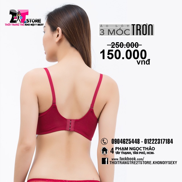 Áo Nâng Ngực Cotton 3 Móc Trơn (Đỏ)