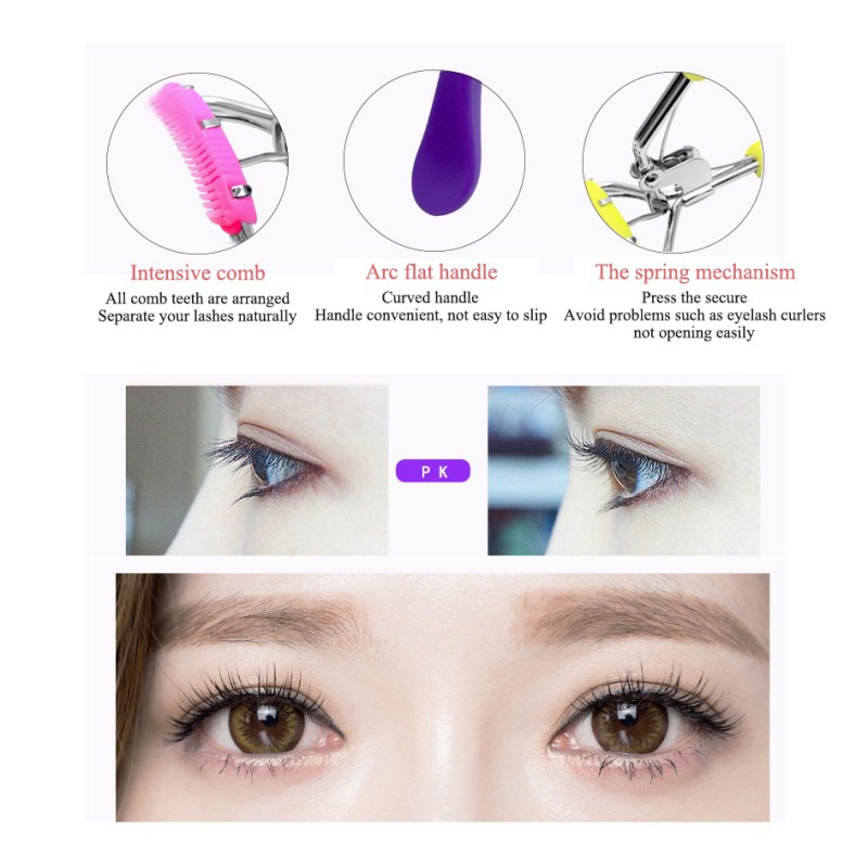 Kẹp uốn mi tích hợp lược bằng inox tiện dụng