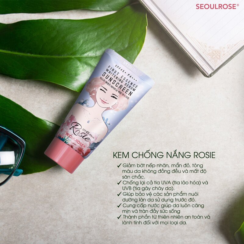 Kem Chống Nắng Dưỡng Da Seoulrose First Essence Whitening Serum Sunscreen SPFF45 PA+++ - 45g