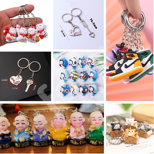 MÓC KHÓA MÈO MAY MẮN, AN LẠC, GIÀY, DORAEMON, TRÁI TIM, I LOVE YOU, MÈO CON