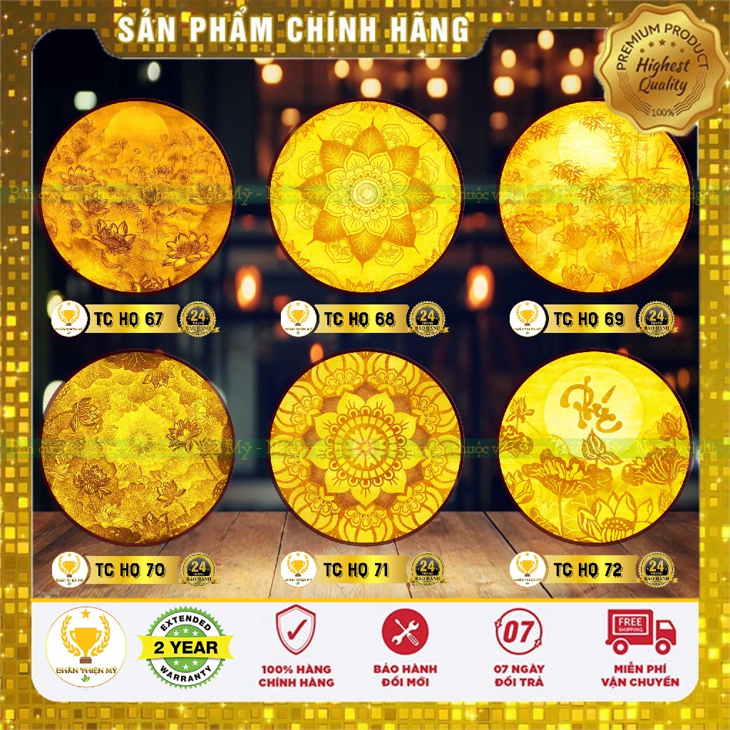 Đèn Thờ Hào Quang Trúc Chỉ In Tròn Mẫu 67-72 | Thiết Kế Cao Cấp Chuẩn Phong Thủy | CHANTHIENMY.ASIA