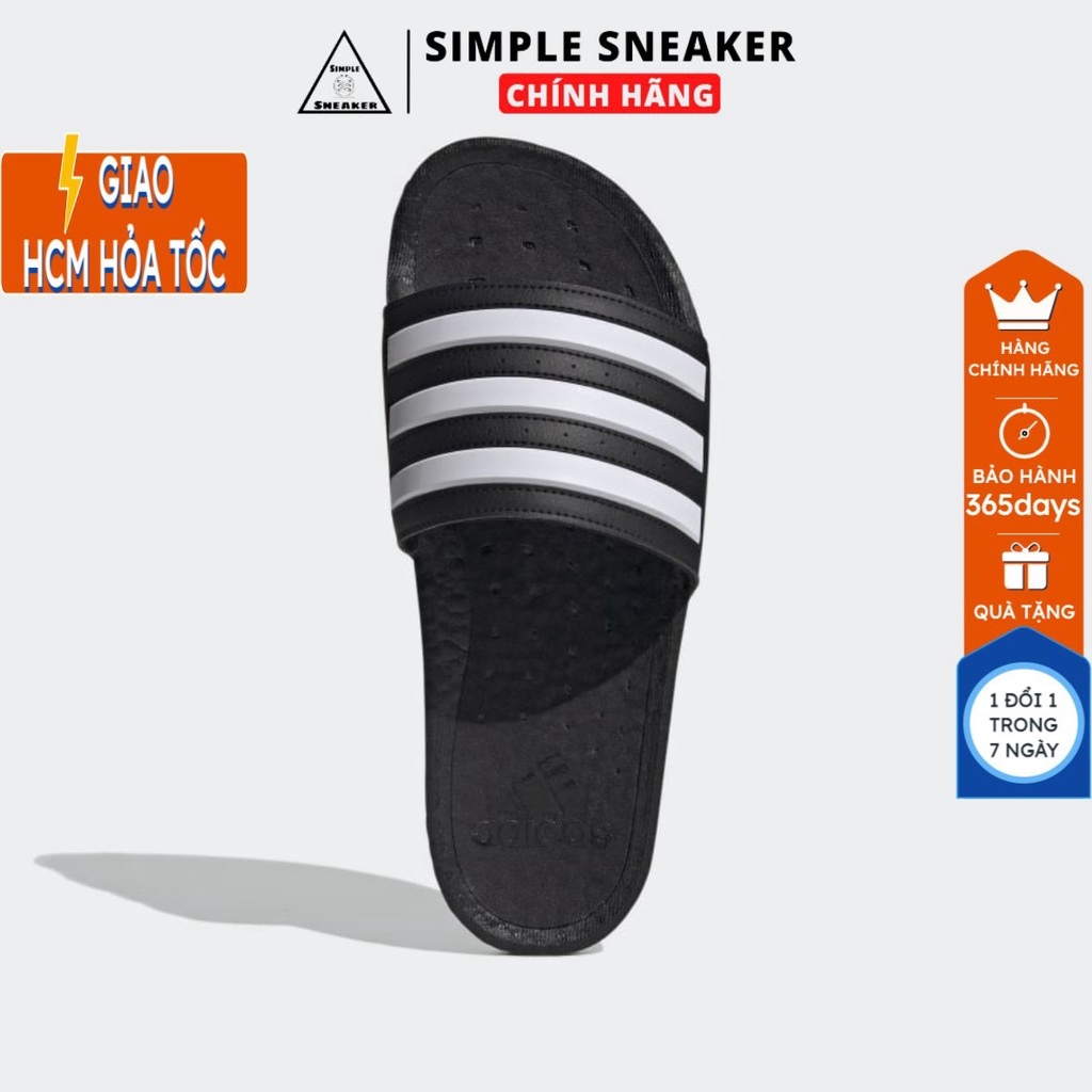Dép Adidas Boost Chính Hãng FREESHIP Adidas Adilette Boost Slides Black White - Dép Quai Ngang Thời Trang Mới 2021