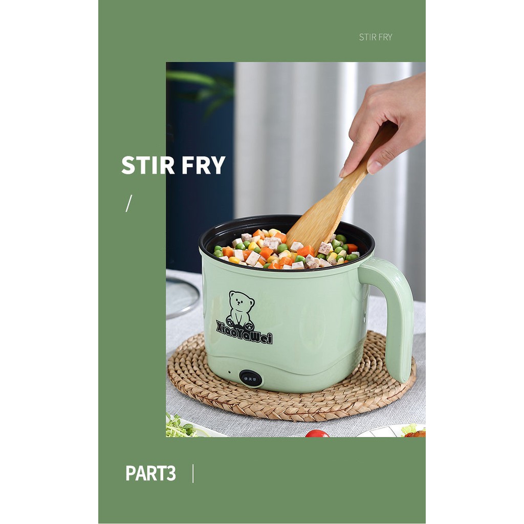 Nồi Điện Màu Xanh Mini Hai Tầng Đa Năng Tặng Kèm Khay Hấp có thể Chiên, Xào, Nấu ăn, nấu cơm, nấu lẩu mini | BigBuy360 - bigbuy360.vn