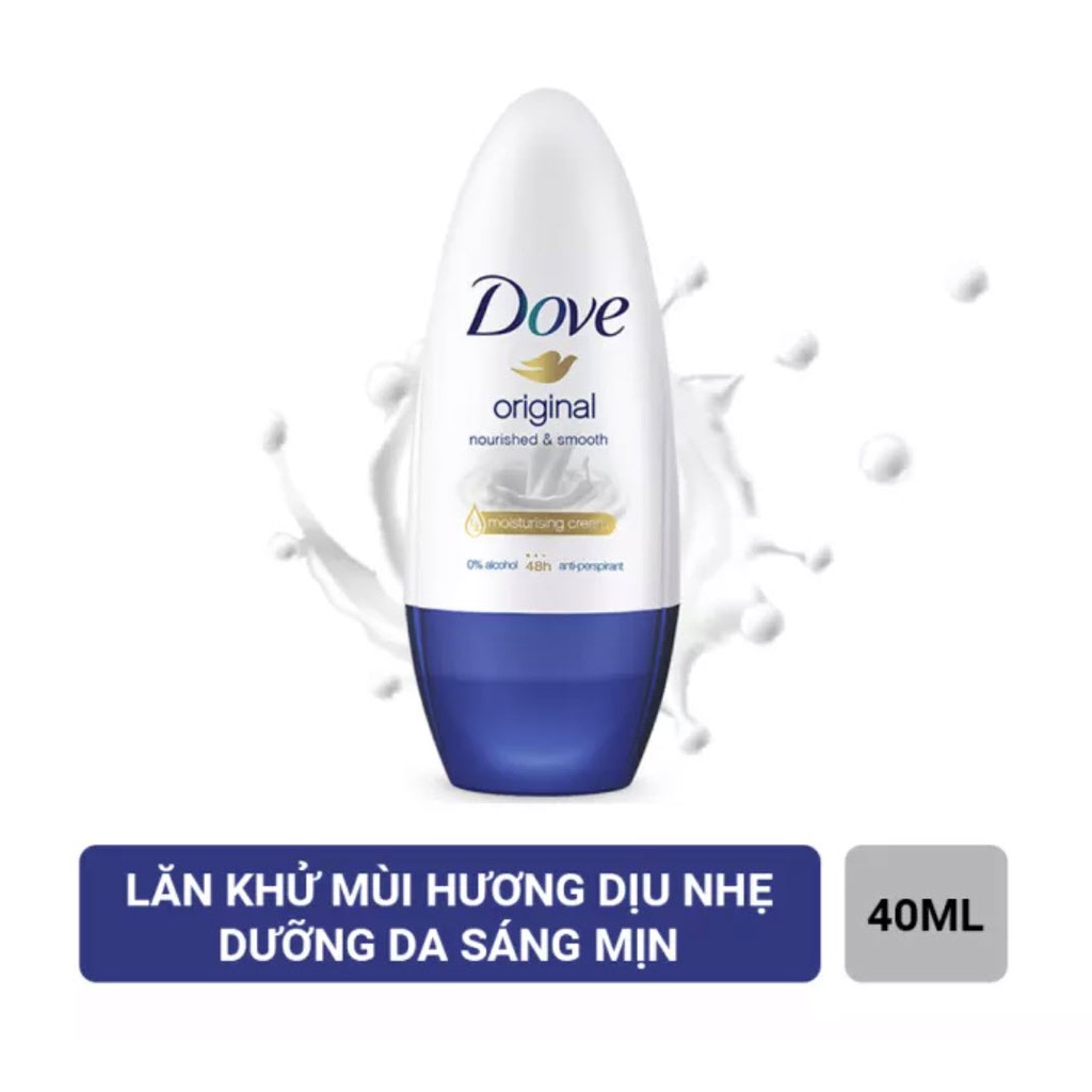 Lăn Khử Mùi Dove Original Dưỡng Da Sáng Mịn Hương Dịu Nhẹ (40ml)