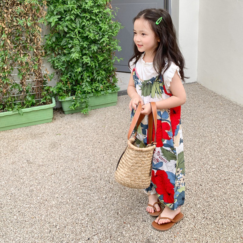 Bộ Áo Liền Quần Hai Dây Thời Trang Xuân Hè Cho Bé Gái