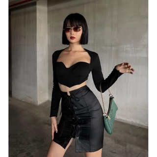 Chân váy da lucie - leather skirt - chân váy 02