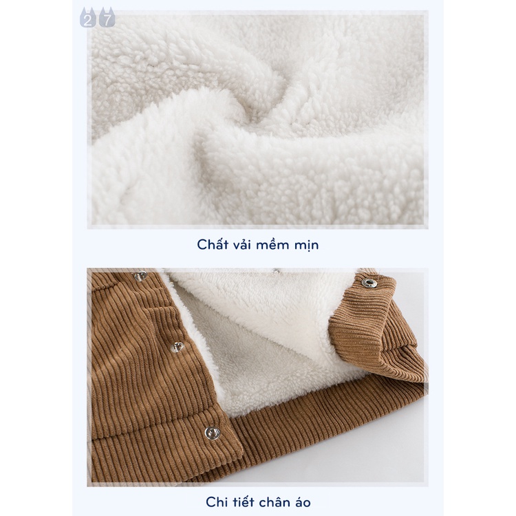 Áo gi lê lông cừu cho bé EROKIDS áo khoác gile thu đông bé trai 2022